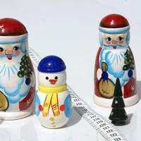 木製サンタ＆雪だるまマトリョーシカ  